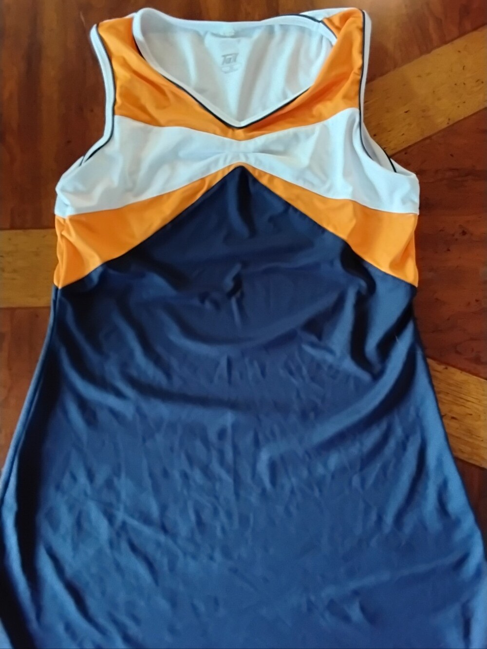 Navy, White & Orange Sleeveless Athletic Dress